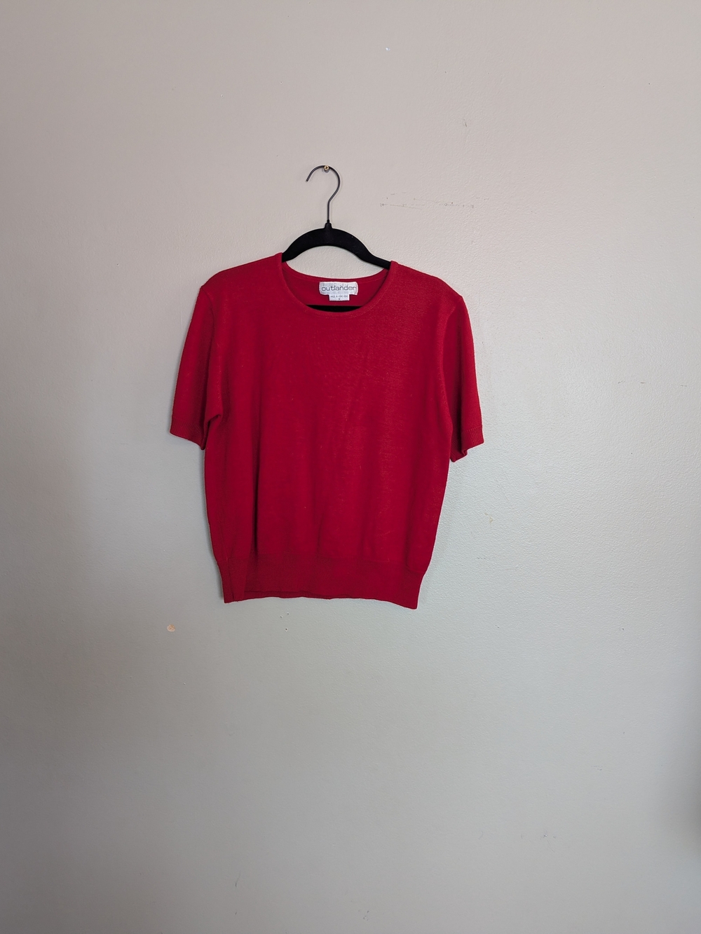 VTG 90s Tomato Red Short Sleeve Sweater Top Small